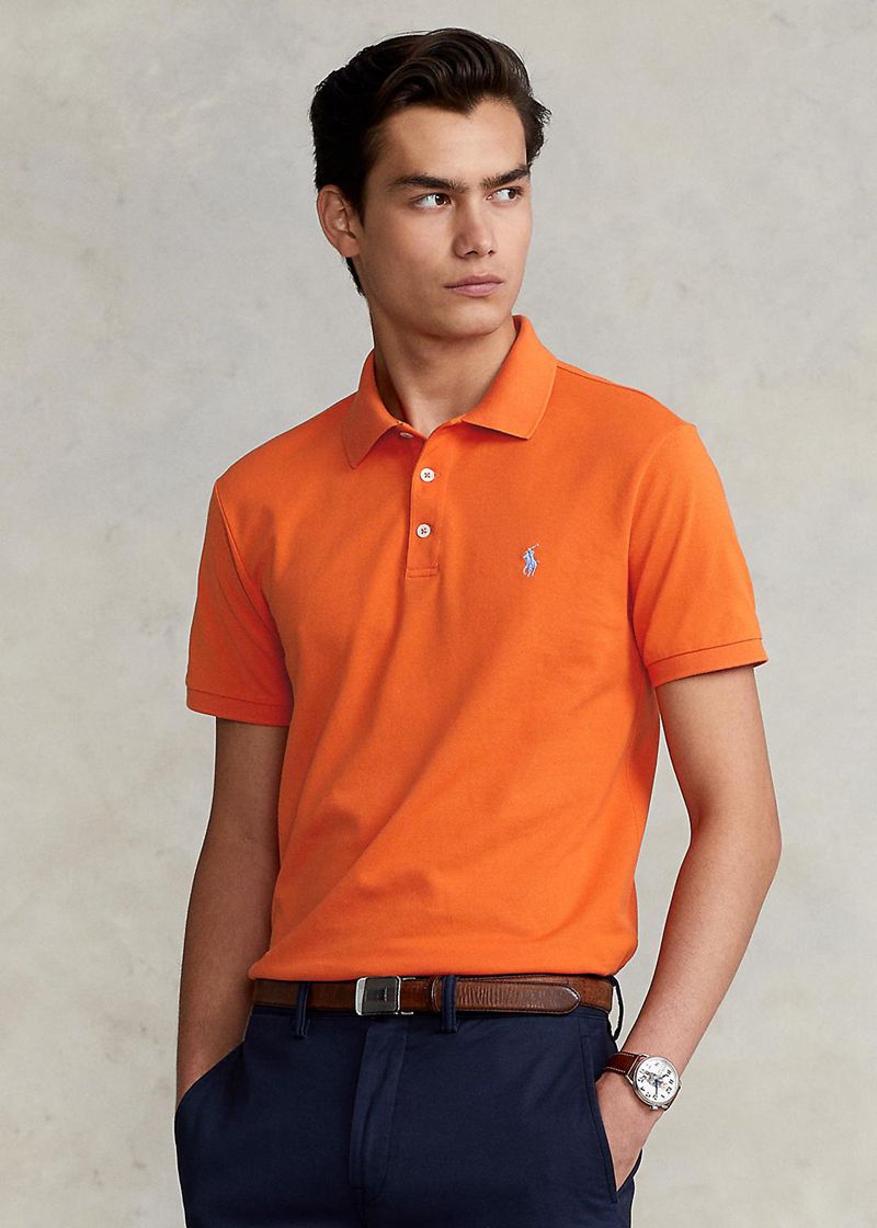 Poleras Polo Polo Ralph Lauren Hombre Slim Fit Stretch Mesh Chile Naranjas VKYAM-6174